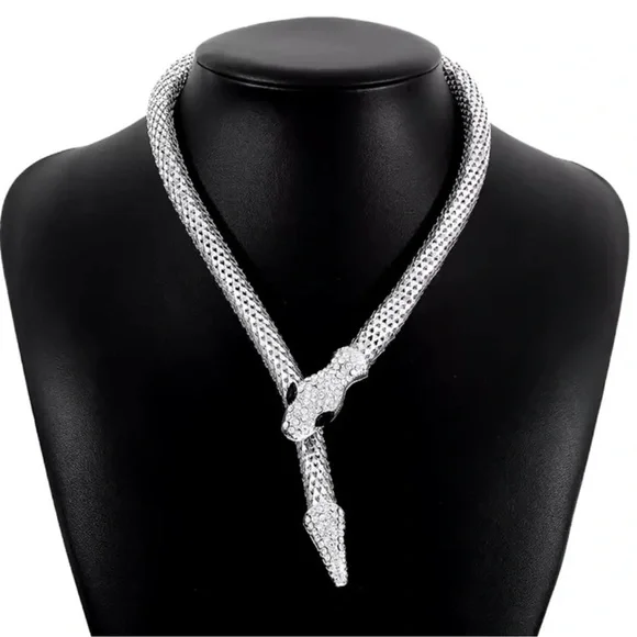 Serpenti Silver Snake Crystal Necklace - Picture 9 of 11